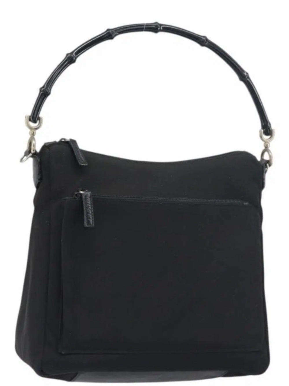 GUCCI HOBO VINTAGE NYLON Classic Black Bag with Bamboo Handle